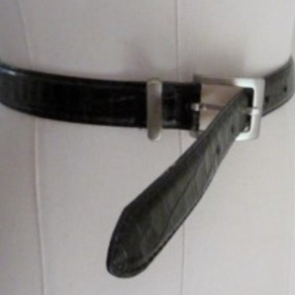 Talbots S Black Croc Embossed Leather Belt - Picture 2 of 3